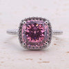 3.5ct Cushion Cut Halo Multi Color Sterling Silver Engagement Ring