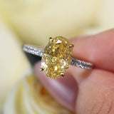Vintage Yellow Oval Cut Sterling Silver Engagement Ring