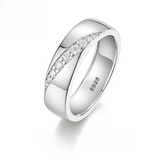 Men's Sterling Silver Moissanite Wide Band Ring with Pave Setting Design