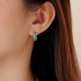 Princess Cut Baguette Hoop Earrings in Sterling Silver