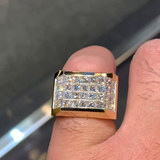 5ct Princess Cut White Sapphire Yellow Gold Handmade Men's Ring