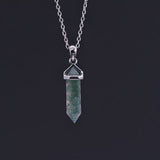 Green Moss Agate Warhead Design Sterling Silver Neckalce