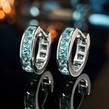 Princess Cut Baguette Hoop Earrings in Sterling Silver