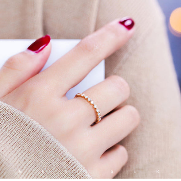 Round Cut Eternity Sterling Silver Ring Band