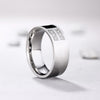 Round Cut White Sapphire Titanium Steel Wedding Band