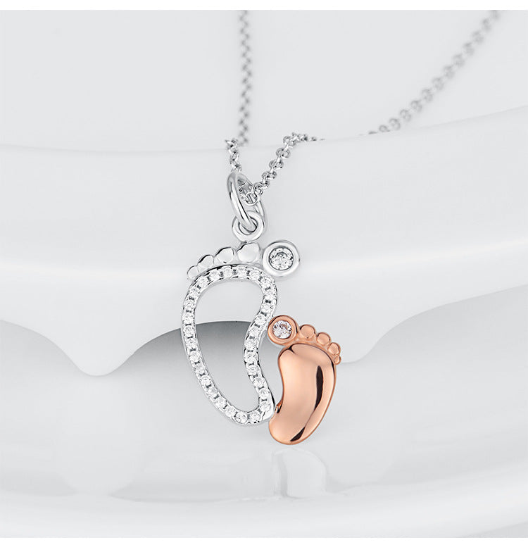 Cute Feets Sterling Silver Necklace For 'Mother's Day'