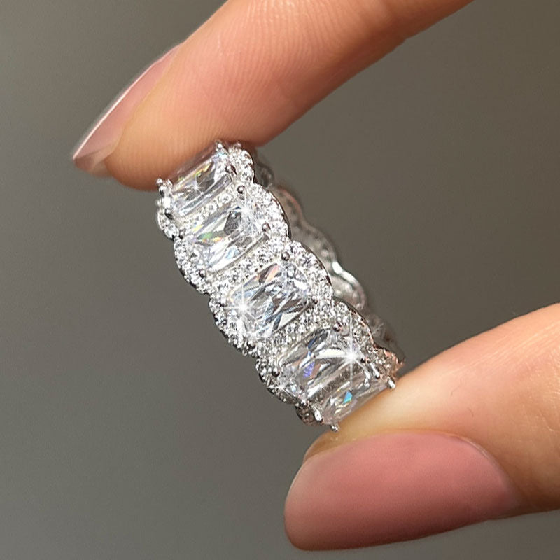 Handmade Halo Radiant Cut Eternity Wedding Band – Shine of Diamond