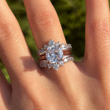 Luxury 2 Pcs Cushion Cut Halo Design With Insert Band Bridal Set