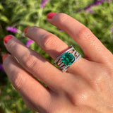 2 Pcs Green Cushion Cut Insert Bridal Sets