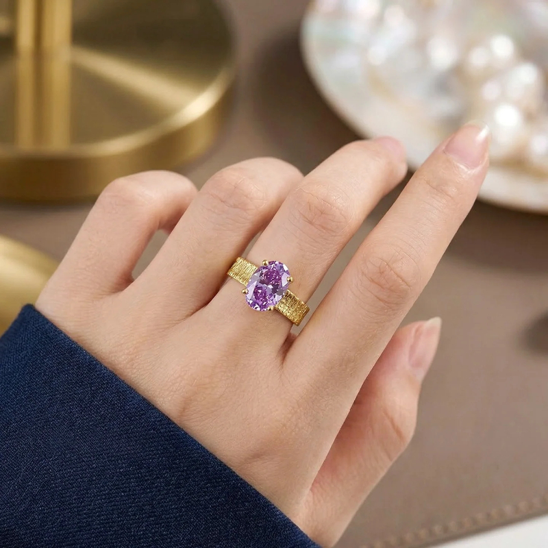 Wide Band Oval Elegant Vintage-Inspired Engagement Ring