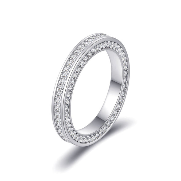 Triple Row Eternity Wedding Band Ring in 925 Sterling Silver