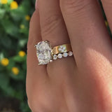 Sparkling 2PCS Cushion Cut Sterling Silver Bridal Set With Clover Design Band