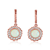 Opal Halo Sterling Silver Drop Earrings