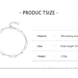 S925 Sterling Silver Paperclip Chain Bracelet for Women