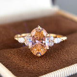 2.5 Carat Padparadscha Oval Cut Engagement Ring in Sterling Silver