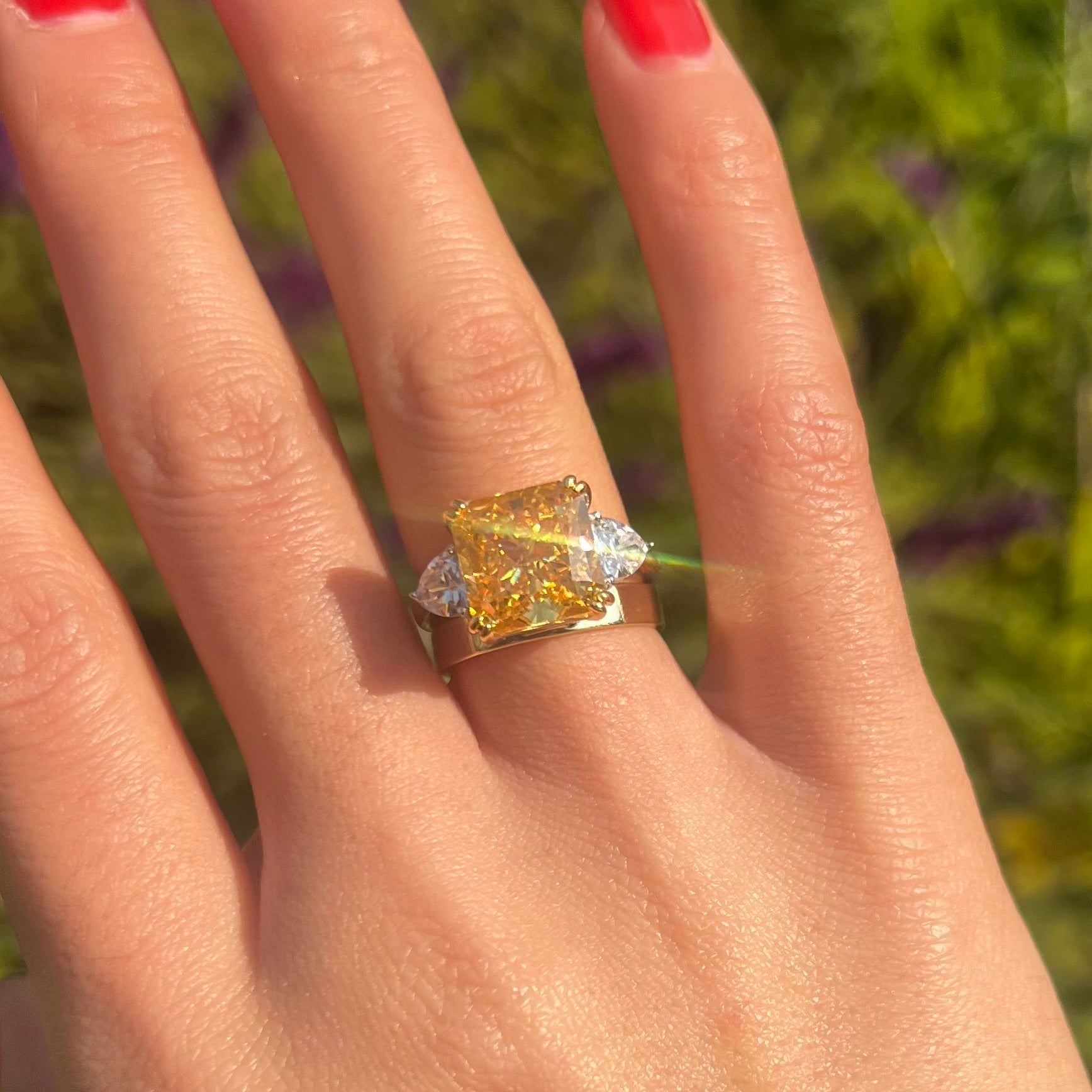 Stunning Yellow Radiant Cut 2 Pcs Bridal Set