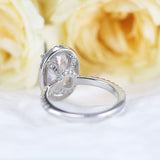 Stunning Oval Cut Halo Design Sterling Silver Engagement Ring