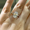 3.5ct Oval Cut Solitaire Golden Color Engagement Ring In Sterling Silver