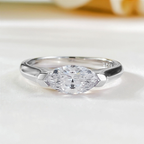 Classic East West Marquise Cut Golden Tone Engagement Ring