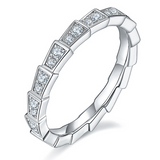 Snake Design Moissanite 18K Gold Plated Band in Sterling Silver