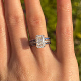 3 Pcs Two Tone Radiant Cut Sterling Silver Bridal Set