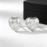 Heart Cut Bubble Design Stud Earrings in Sterling Silver