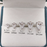 Moissanite Pear Cut Solitaire Stud Earrings in Sterling Silver