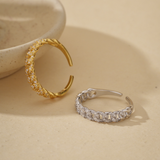 Stackable Pavé Open Band Ring in Sterling Silver