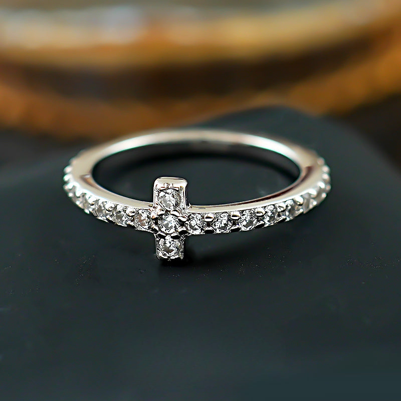 Simple Cross Design Sterling Silver Band