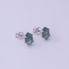 Geometric Green Moss Agate Sterling Silver Stud Earrings