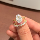2 Pcs Oval Cut Sterling Silver Bridal Set