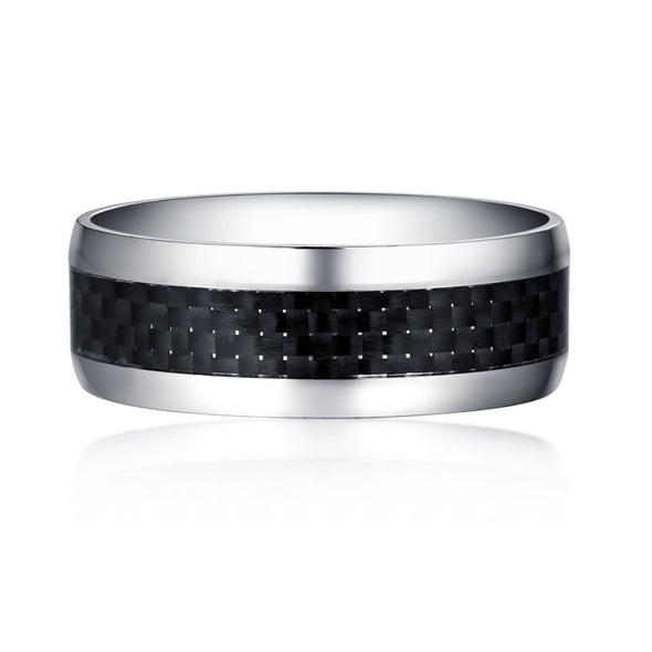 Black and Silver Titanium Steel Wedding Band for Men