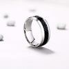 Black and Silver Titanium Steel Wedding Band for Men