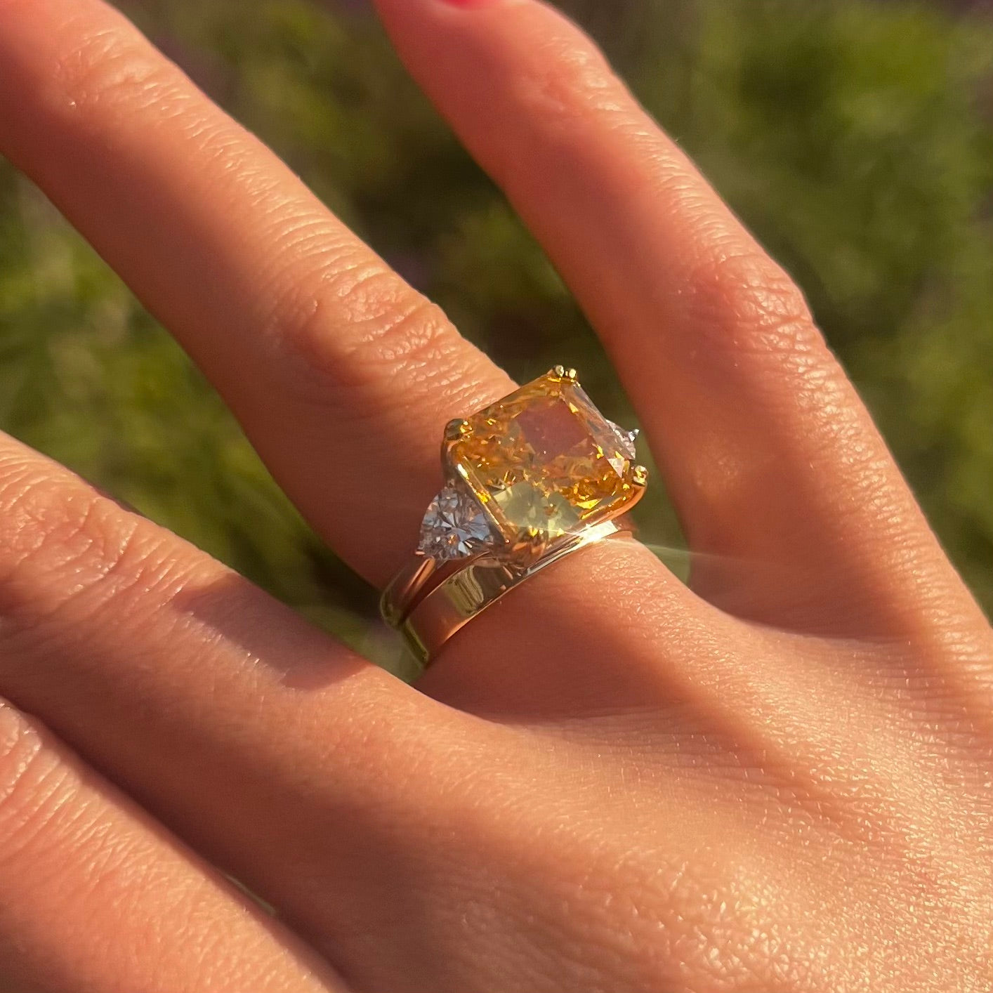 Stunning Yellow Radiant Cut 2 Pcs Bridal Set