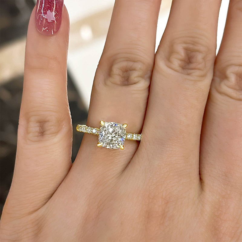 The Classic Two Tone Radiant Engagement Ring | 18K Yellow Gold