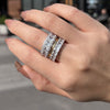 Gorgeous 3PCS Wedding Band Set In Sterling Silver