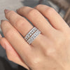 2PCS Luxury Wide Pave Design Women's Sterling Silver Wedding Band