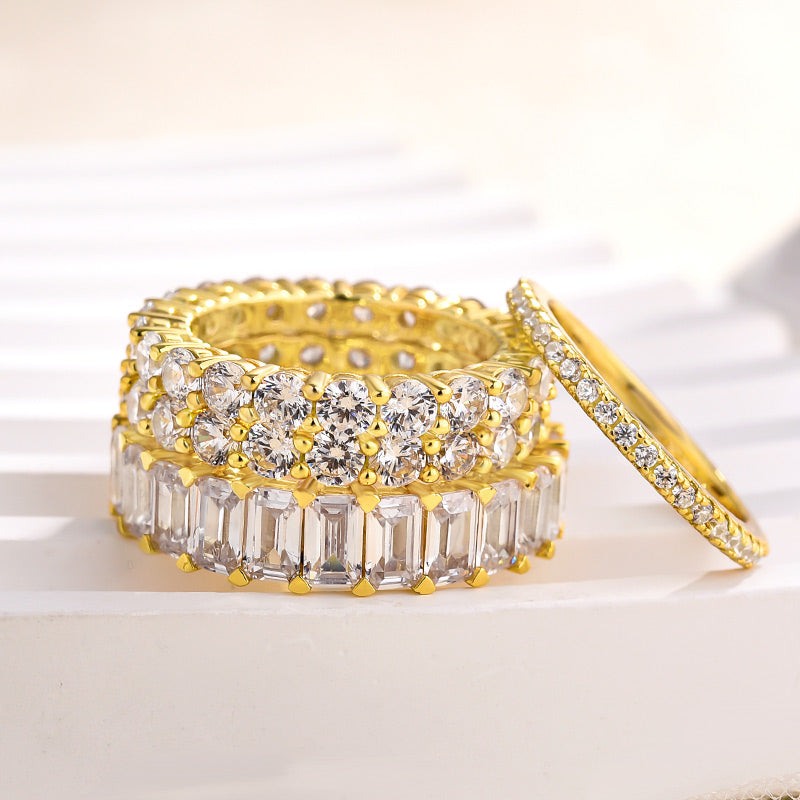 Luxury 4pcs Stackable Wedding Band Set In Sterling Silver