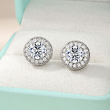 1.0ct Sterling Silver Round Cut Moissanite Stud Earrings
