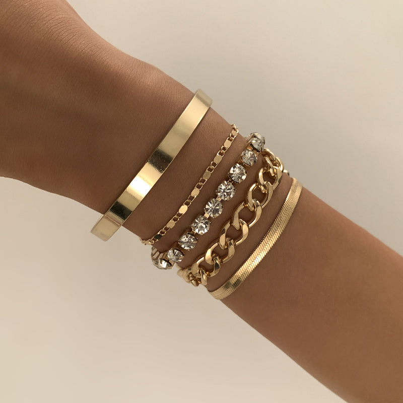 INS 5PC Stackable Chain Bracelet Set