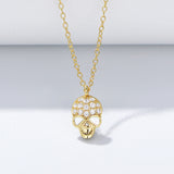 Halloween Skull Pendant Necklace in Sterling Silver