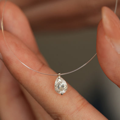 Mermaid Tears Design Pear Cut Moissanite Necklace