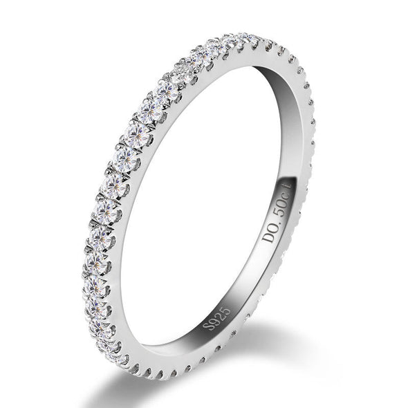 Simple D Color Moissanite Paved Ring Band