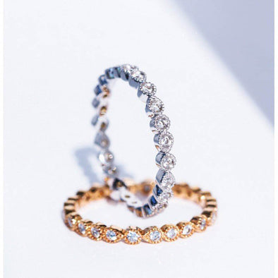 Round Cut Eternity Sterling Silver Ring Band
