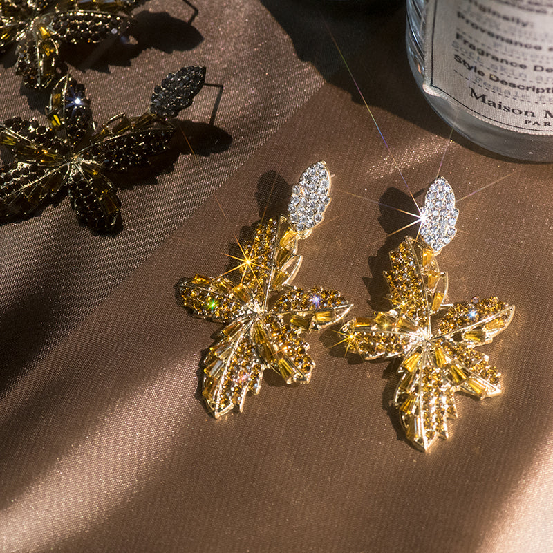 Maple Leaf Design Drop Earrings