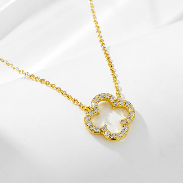 Hollow Four-leaf Clover Sterling Silver Necklace