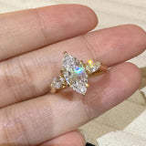 Marquise Cut Two Tone Sterling Silver Engagement Ring