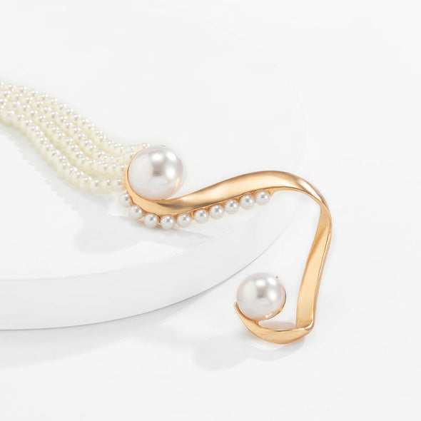 Golden Tone Pearl Fringe Earrings Fits Right Ear