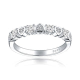 Unique Heart Round Cut Half Eterniry Silver Band