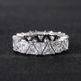 Full Eternity Triangle Gemstone Wedding Band in 925 Sterling Silver